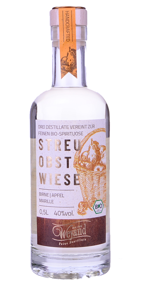 BIO Streuobstwiese Spirituose aus Birne Apfel Marille 0,5l